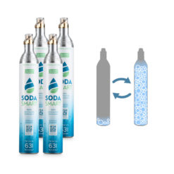 Tausch-Box vier CO2 Zylinder für SodaStream mit Universalventil im Austausch gegen Leerzylinder