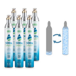Tausch-Box sechs CO2 Zylinder für SodaStream mit Universalventil im Austausch gegen Leerzylinder
